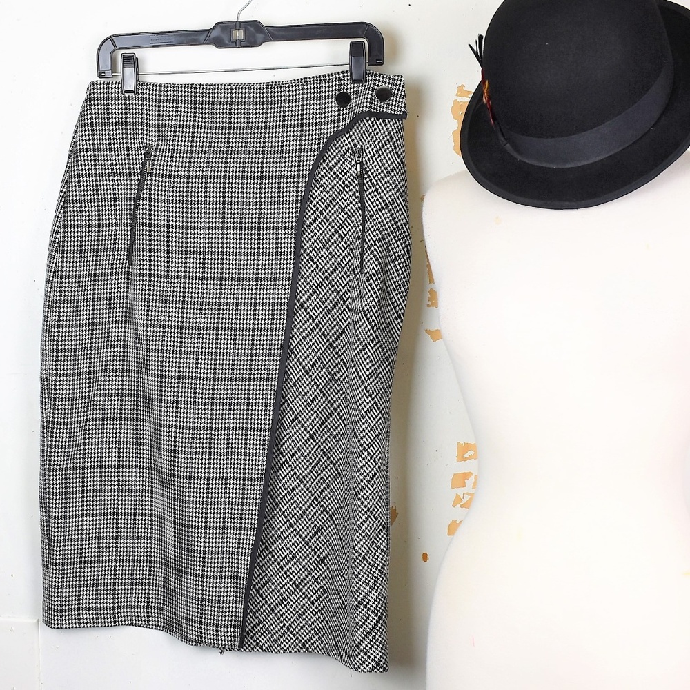 ZARA Basic High Waist Houndstooth Pencil Skirt XL